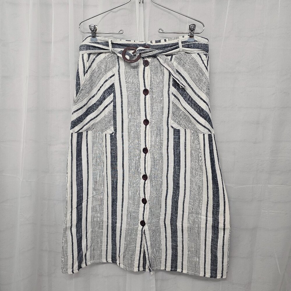 Mlle Gabrielle Skirt Midi Gauzy Striped Blue White Casual L